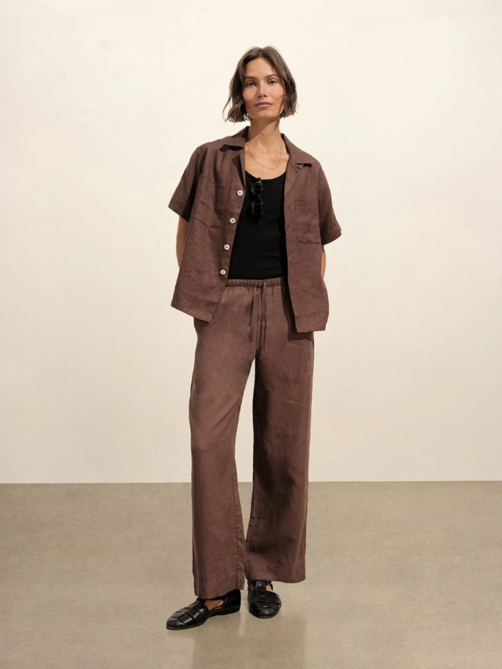 Buck Mason Women's Crosshatch Linen Easy Drawstring Pants in Bonfire Size XL